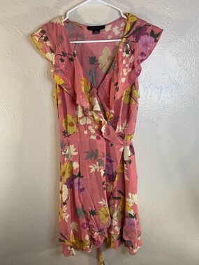 Sanctuary Pink Floral Mini Wrap Dress